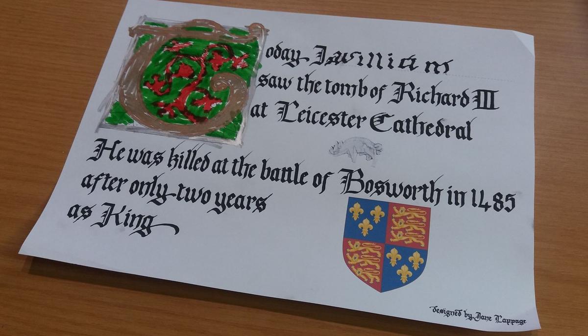 Calligraphy in Leicester Cathedral